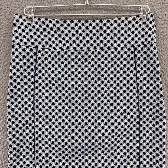 Margaret M Skirt Women Medium Navy Geometric Straight Knee Length Pull On Career - Picture 2 of 11